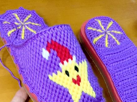 狗牙花边钩法 #手工 #毛线编织 #拖鞋