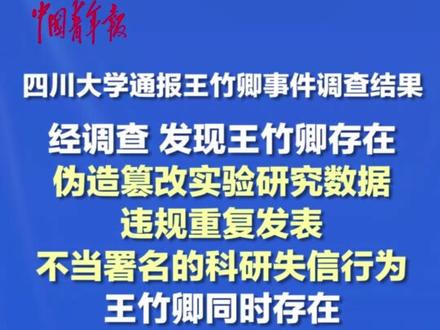 四川大学通报王竹卿事件调查结果。