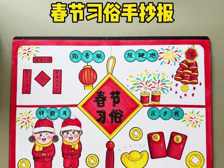 春节习俗手抄报教程来了…..#春节习俗手抄报 #春节手抄报 #春节习俗绘画 #春节习俗主题画