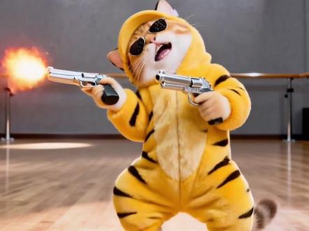 虎妮练舞疯了把舞蹈室炸了#复仇摇 #ai萌宠 #猫咪跳舞 #猫咪成精了 #猫咪的迷惑行为 舞蹈来源@奥利給 / OLEG_SHANGHAI