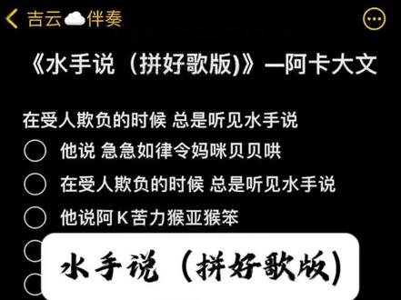 水手到底说啥了#在受人欺负的时候总是听见水手说 #水手拼好歌 #伴奏