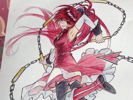 干货来了!圆珠笔上色教程!草履虫也能学会的排线方式! #魔法少女小圆 #佐仓杏子 #蓝果圆珠笔 #画画教程 #画画