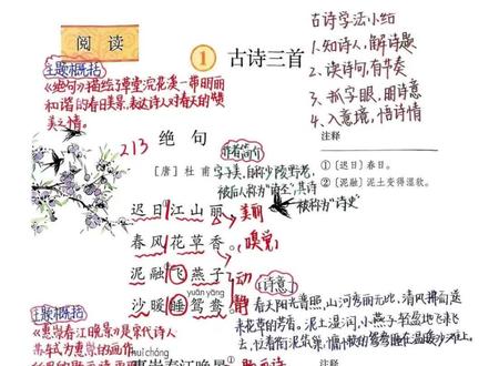 #上热门 寒假预习三年级下册语文第一课《古诗三首》同款预习笔记下方购物🛍️#课堂笔记 #手写笔记 #三年级寒假预习 #预习笔记
