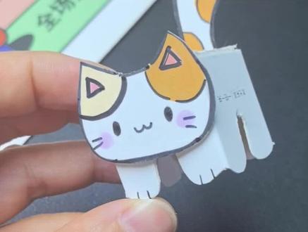 废旧小纸盒改造会动的小猫咪,轻松实现撸猫自由啦#废物利用 #手工diy #小猫咪手工
