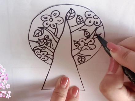 可以旋转的四季树🌲既好看又好玩#简笔画星星画法 #幼儿线描绘画教学 #儿童学画画大全 #幼儿简单绘画作品