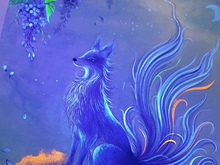 夜光九尾狐好看不#九尾狐#山海经神兽 #国风插画#荧光画