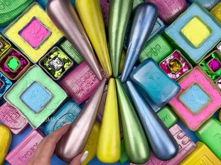 淀粉盒长视频 #马克皂#肥皂盒#脆皮砖#声控放松#肥皂卷