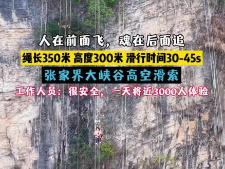 好玩又刺激的高空滑索来啦
#高空滑索 #张家界大峡谷高空滑索 #惊险刺激