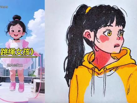 #简笔画#跳绳的小女孩