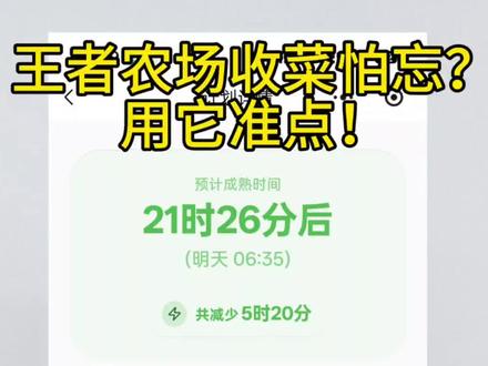 告别定闹钟,安心收菜不打扰。#王者农友圈 #王者荣耀