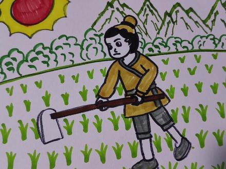 悯农.其二,小朋友们,寒假到了一起背首古诗吧 #简笔画 #古诗背诵 #悯农古诗儿歌 #儿童绘画 #幼儿古诗启蒙