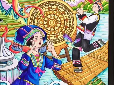 终于画完了,三月三壮美广西主题画,大地飞歌浓浓壮乡情。#三月三 #壮美广西 #我的美丽家乡 #广西主题画 #手抄报