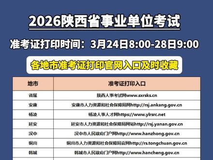 2026陕西事业单位考试各地市准考证打印官网入口!#陕西事业单位联考 #事业单位考试 #考编上岸 #事业编 #陕西dou知道