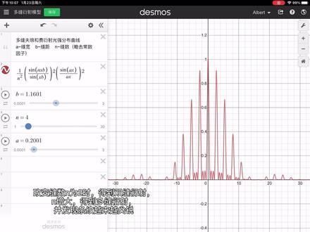 多缝夫琅和费衍射图样#物理 #物理光学 #科普 #数学软件 #学习 #软件