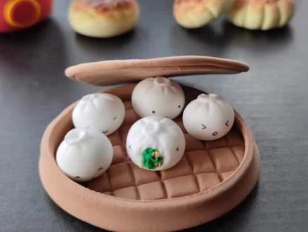 粘土小笼包制作,看看是你们喜欢的口味吗?#超轻粘土#小笼包