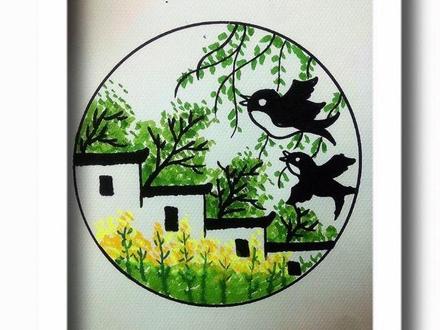 #画出春天的色彩 江南春色创意画,简单好画#春天主题画 #简笔画 #零基础学画画