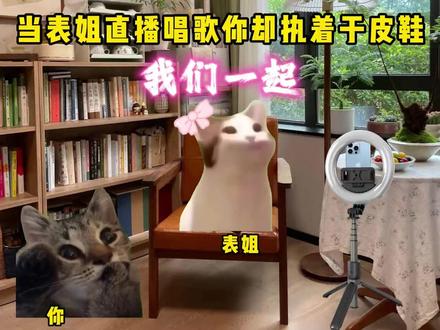 当表姐直播唱歌你却执着于皮鞋#猫meme #音乐分享 #擦皮鞋 #清唱