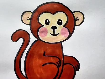 跟着抖音学画画,这只小猴子,一遍就学会了#简笔画#猴子怎么画?