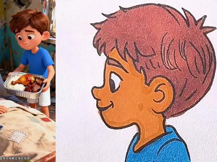 一个孝顺的小男孩。 #简笔画