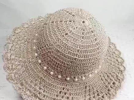 合股冰丝线珍珠新款夏凉帽教程一