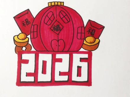 #真实生活分享计划 请财神过门啦!挑战画10万个不一样的房子第20个灯笼房#简笔画#零基础学画画