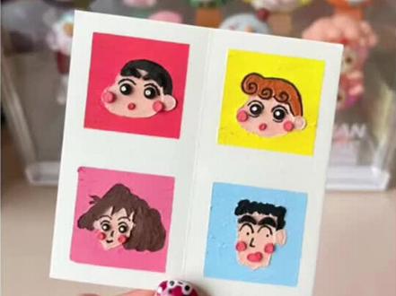 手绘蜡笔小新一家人!原来小新的眉毛是遗传爸爸! #治愈 #油画棒教程 #蜡笔小新