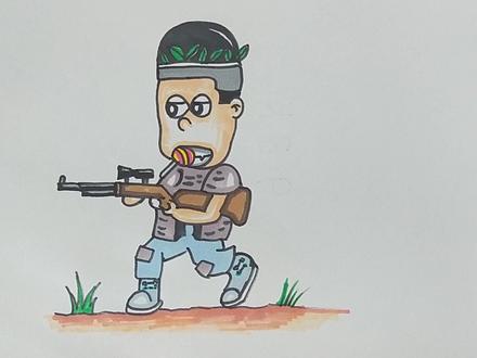 创意简笔画,教你用98k画吃鸡狙击手! #98k #狙击手 #吃鸡 #简笔画 #画画 #创意美术