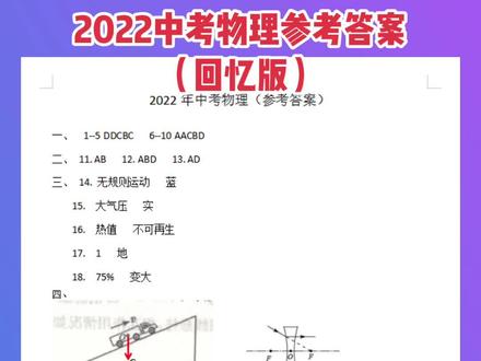 2022中考物理参考答案💯#2022聊城中考