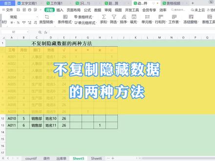 Excel:不复制隐藏数据的两种方法#excel技巧 #0基础学电脑 #wps表格入门基础教程