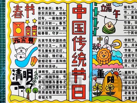 中国传统节日手抄报,春节、元宵节、清明节、端午节、中秋节、重阳节,简单好看,有线稿可打印#中国传统节日手抄报 #中国传统节日 #手抄报 #传统节日主题手抄报 #传统节日手抄报