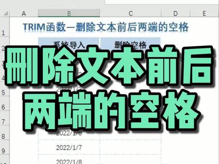 TRIM函数--删除文本前后两端的空格(