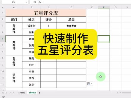 快速制作五星评分表#0基础学电脑 #office办公技巧 #文员 #同城热门