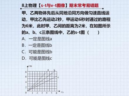 八上物理期末常考易错题!s-t与v-t图像问题! #八年级物理#初二物理#初中物理怎么#期末复习#期末考试