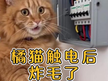 橘猫打工修开关,触电后炸毛了