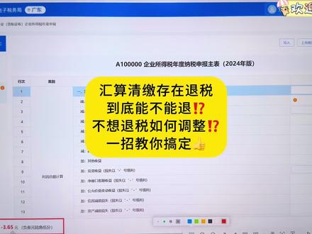 企业所得税汇算清缴存在退税到底能不能退?不想退税如何调整?一招教你搞定👍
#会计实操 #汇算清缴 #退税 #会计干货 #财务 @DOU+上热门