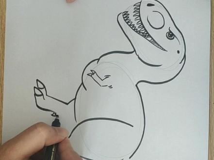 【简笔画恐龙7】教你快速画一只霸王龙#简笔画 #恐龙 #霸王龙 #儿童美术