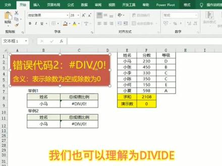 excel一天一个小技巧。错误代码#DIV/0!#excel #奋斗最青春 #excel技巧