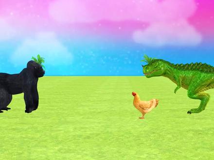 为了保护小动物,大猩猩打败霸王龙~