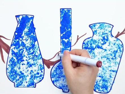 简单好看的一组手工创意青花瓷来咯,一起来试试吧,特别有意思吧#创意美术 #青花瓷