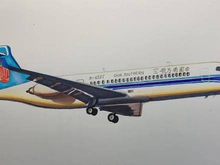 给粉丝画一架国产ARJ21飞机 #画画 #航空 #飞机