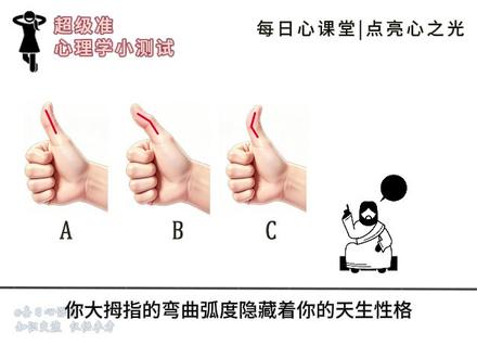 请自然的竖起大拇指,看看你大拇指的形状更接近图中的哪一种?#心理学 #心理学知识 #心理学思维 #心理学测试