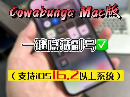 Cowabunga Mac版来了,ios16.2以上系统也可以隐藏副号了。注意:操作前需关闭查找我的iPhone,感谢热心网友的提醒,#卡贴机 #教程分享 #苹果手机 #强迫症福音
