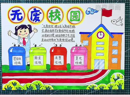 无废校园手抄报,含内容直接打印各种规格高清黑白,淡稿和彩色稿3件,学校手抄报必做作业项,简单好看高大上。#创作灵感 #手抄报模板 #手抄报 #小学生手抄报 #垃圾分类手抄报