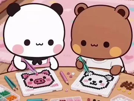 熊家可以看看你们的拼豆吗?。#布布一二情侣日常 #三八妇女节快乐 #拼豆 #手工diy #一二布布