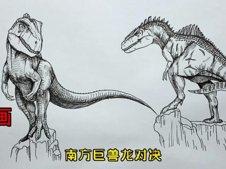 手绘恐龙教程、教你如何画恐龙、南方巨兽龙#画画 #手绘 #绘画过程 #恐龙 #侏罗纪世界