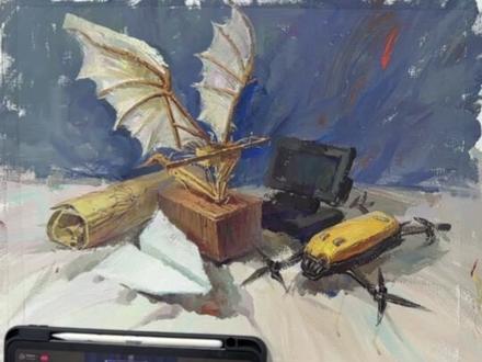 26届广东联考色彩考题示范 东阳老师完美展现古典与科技的激烈碰撞#东阳色彩 #广东联考 #美术生 #广东色彩 #美术生集训