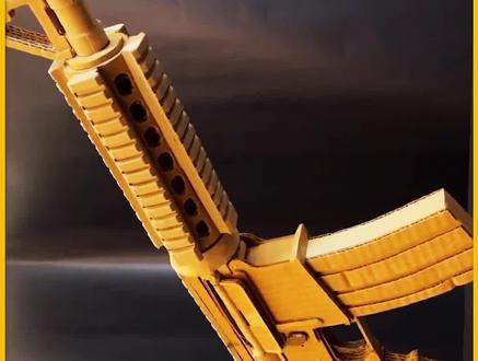 用纸板制作M4A1玩具枪#手工diy #亲子手工 #一起玩手工吧 #创意手工