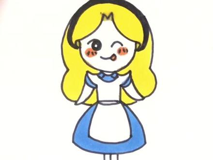 【简笔画】爱丽丝梦游仙境之爱丽丝视频教程,第39天,每日一更#简笔画 #迪斯尼 #迪斯尼公主 #绘画教程