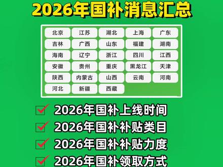 2026年国补最新消息汇总! 今天一条视频给大家讲清楚2026年国补的上线时间、补贴类目、补贴力度以及领取方式!
#2026年国补 #国补最新消息 #国补继续 #国补领取入口 #国补政策