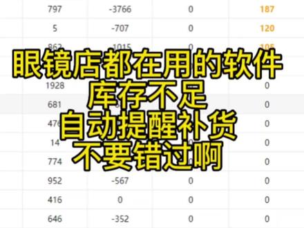 眼镜店都在用的软件,库存不足自动提醒补货,不要错过哦!!!#眼镜 #眼镜软件 #眼镜店管理系统 #采购#库存
